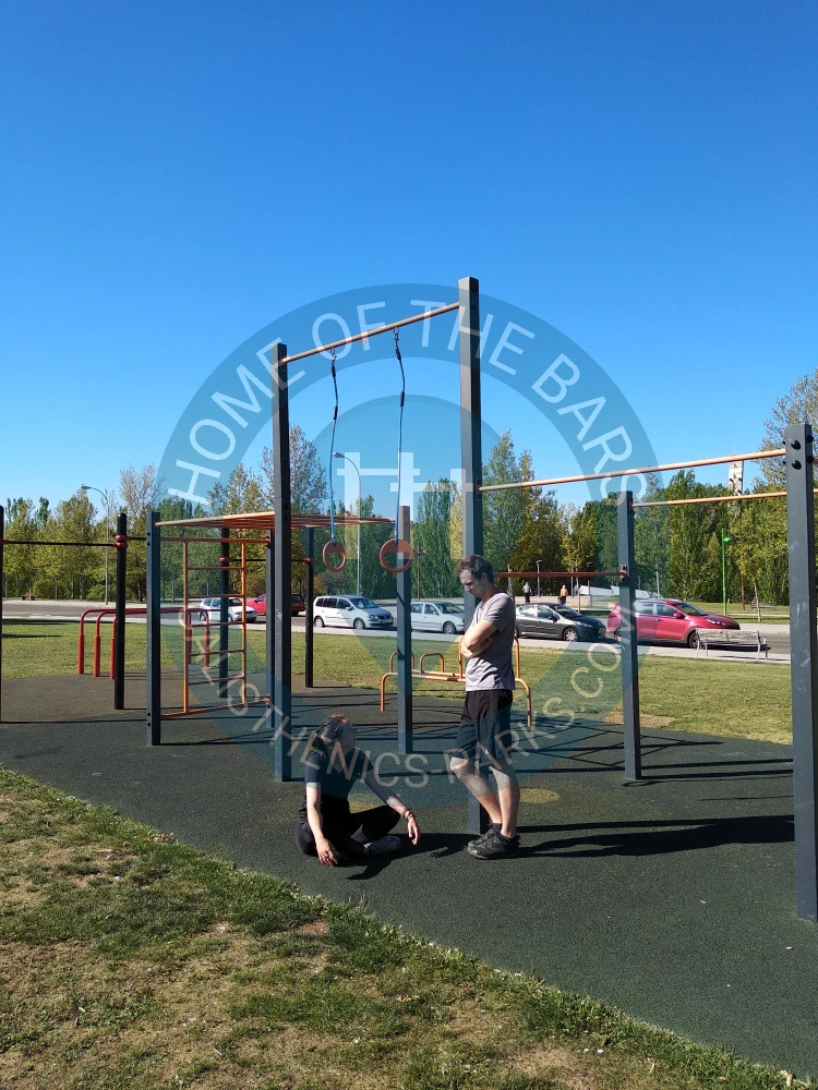 Calisthenics park in Calle Santos Ovejero, Eras de Renueva, Barrio de Pinilla, León, Castilla y León, 24008, España