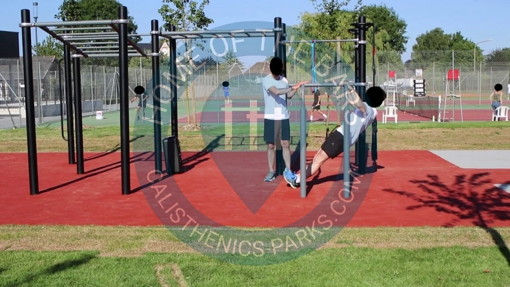 Calisthenics park in Stade Henry Jeanne, Allée du Jardin Botanique, Bayeux, Calvados, Normandie, France métropolitaine, 14400, France