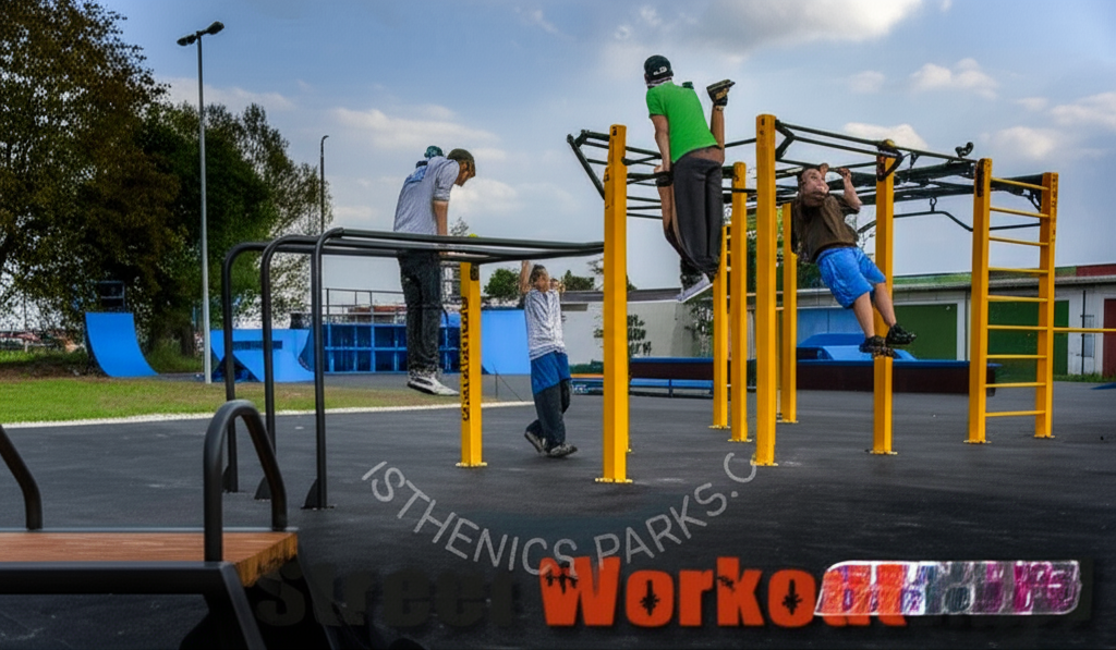 Calisthenics park in 2970, Brníčko, Uničov, okres Olomouc, Olomoucký kraj, Střední Morava, 783 91, Česko