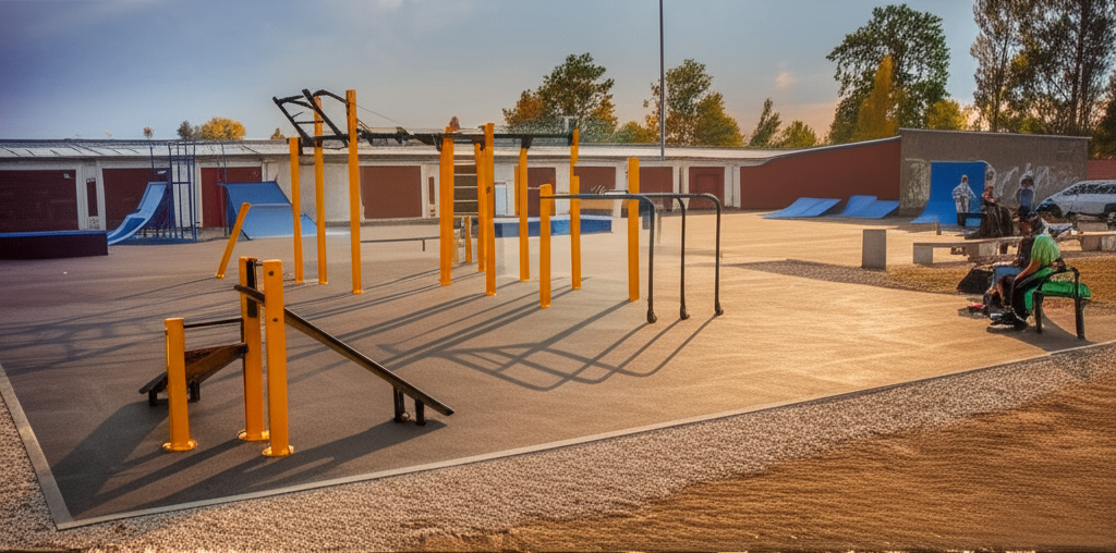 Calisthenics park in 2970, Brníčko, Uničov, okres Olomouc, Olomoucký kraj, Střední Morava, 783 91, Česko