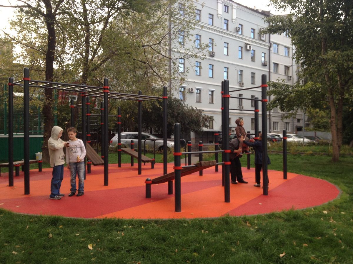 Calisthenics park in 8 с5, Старый Толмачёвский переулок, район Замоскворечье, Москва, Центральный федеральный округ, 115035, Россия