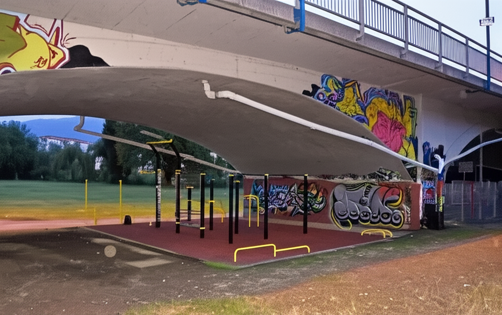 Calisthenics park in Kriegsbrücke, Ossiacher Zeile, St. Agathen und Perau, Villach, Kärnten, 9500, Österreich