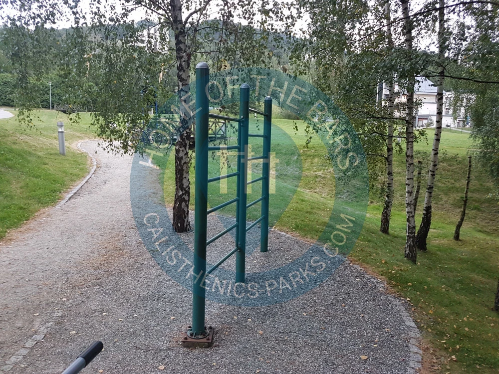 Calisthenics park in Pijalnia Wód, 9, Sanatoryjna, Zawodzie Górne, Poniwiec, Ustroń, powiat cieszyński, województwo śląskie, 43-450, Polska