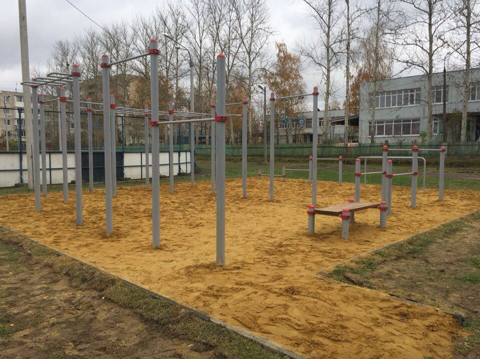 Calisthenics park in 45, 2-й микрорайон, Егорьевск, городской округ Егорьевск, Московская область, Центральный федеральный округ, 140304, Россия