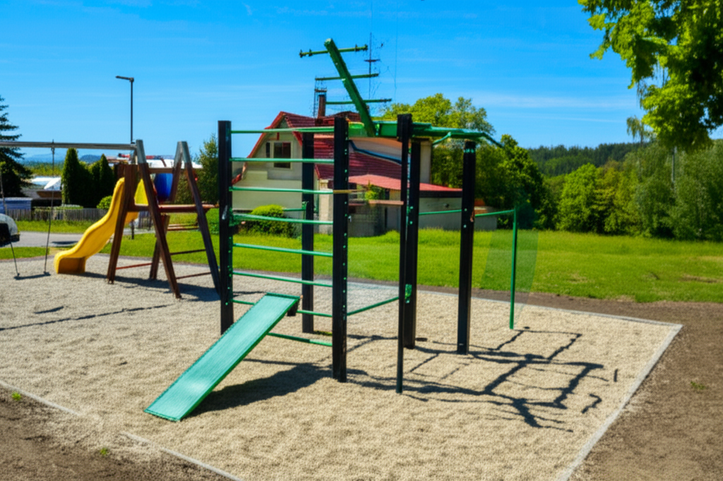 Calisthenics park in hřiště, 44318, Kovákov, Mrsklesy na Moravě, Mrsklesy, okres Olomouc, Olomoucký kraj, Střední Morava, 783 65, Česko
