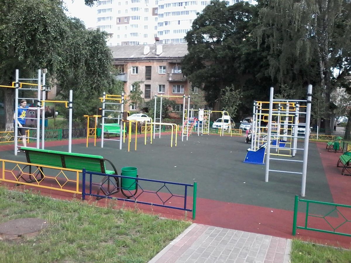 Calisthenics park in 8, Трудовая улица, Детская, Ивантеевка, Пушкинский городской округ, Московская область, Центральный федеральный округ, 141281, Россия