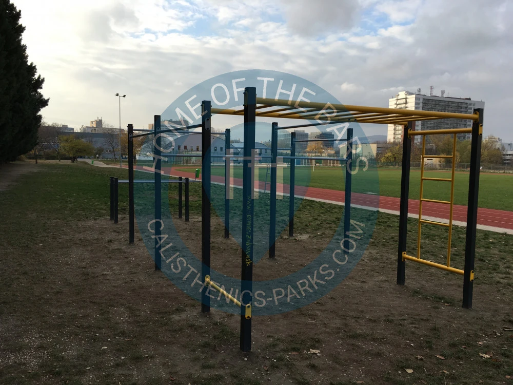 Calisthenics park in Verejné športovisko Nevädzová, Nevädzová, Trávniky, Bratislava, okres Bratislava II, Bratislava, Bratislavský kraj, 821 01, Slovensko