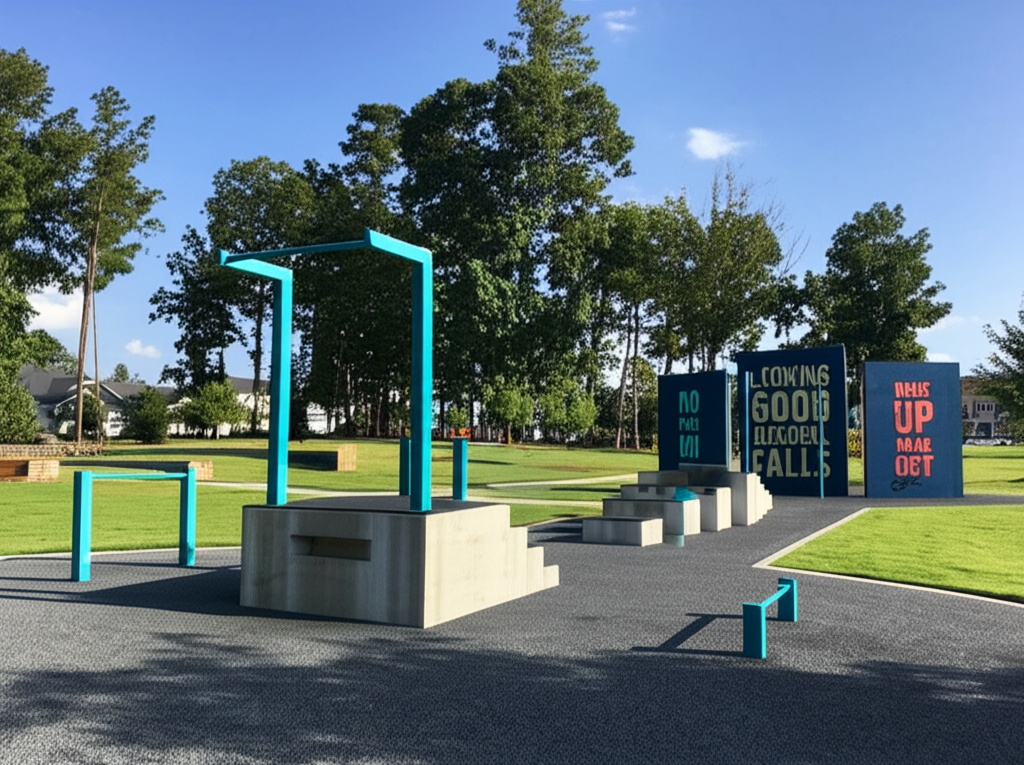 Calisthenics park in 1519, Big Falls Drive, Wendell Falls, Wendell, Wake County, North Carolina, 27591, United States