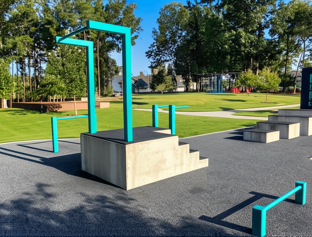 Calisthenics park in 1519, Big Falls Drive, Wendell Falls, Wendell, Wake County, North Carolina, 27591, United States