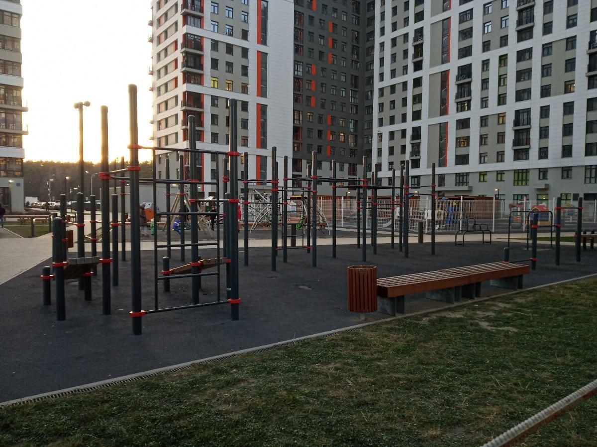 Calisthenics park in 1 к3, Сосновая улица, микрорайон Белая Дача, Котельники, городской округ Котельники, Московская область, Центральный федеральный округ, 140055, Россия