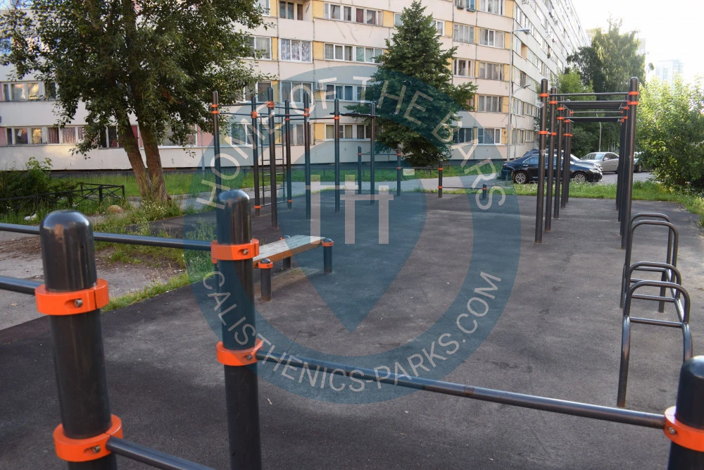 Calisthenics park in 108 к1, Ленинский проспект, округ Красненькая речка, Санкт-Петербург, Северо-Западный федеральный округ, 198303, Россия