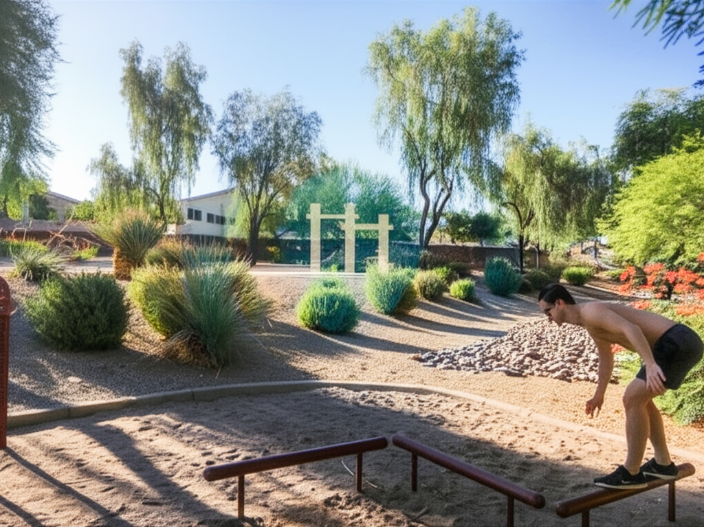Calisthenics park in Primrose School, South Colt Drive, Chaparall Estates, Gilbert, Maricopa County, Arizona, 85295, United States