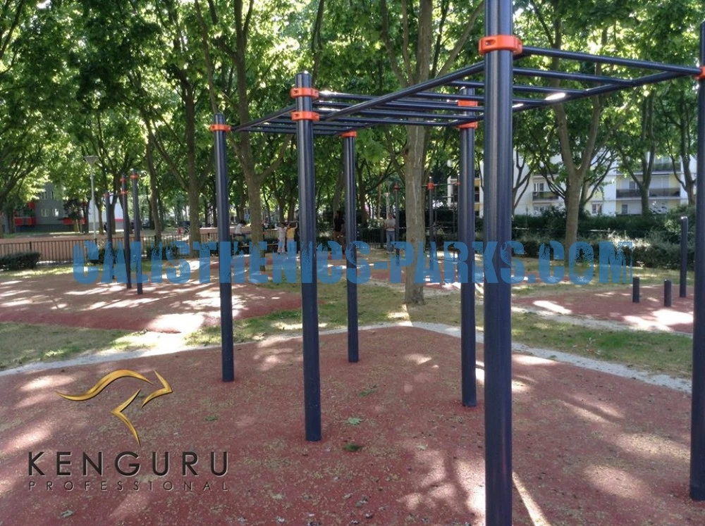 Calisthenics park in Maison Daniel-Féry - Studio d'enregistrement Hal Singer, Boulevard Jules Mansart, Quartier de l'Université, Nanterre, Arrondissement de Nanterre, Hauts-de-Seine, Île-de-France, France métropolitaine, 92000, France