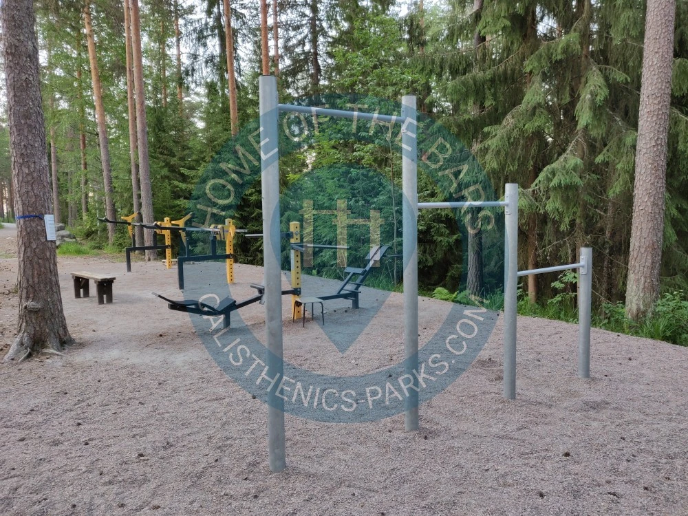 Calisthenics park in Tapanilan hiihtomaja, Hiihtomajantie, Petsamo, Metsäkangas, Lahti, Lahden seutukunta, Päijät-Häme, Etelä-Suomen aluehallintovirasto, Manner-Suomi, 15830, Suomi / Finland