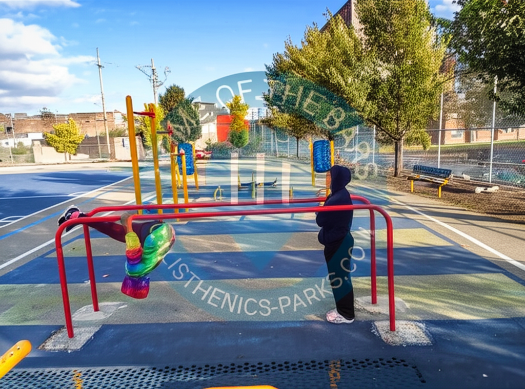 Calisthenics park in Sands School, Malden Walk, Dayton Street Historic District, West End, Cincinnati, Hamilton County, Ohio, 45214, United States