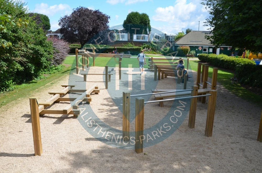 Calisthenics park in Boston Manor Viaduct, Reynard Way, London Borough of Hounslow, London, Greater London, England, W5 4BT, United Kingdom