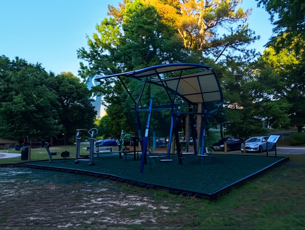 Calisthenics park in 2400, Golden Horseshoe Circle, Crosstimbers, Morrisville, Wake County, North Carolina, 27513, United States
