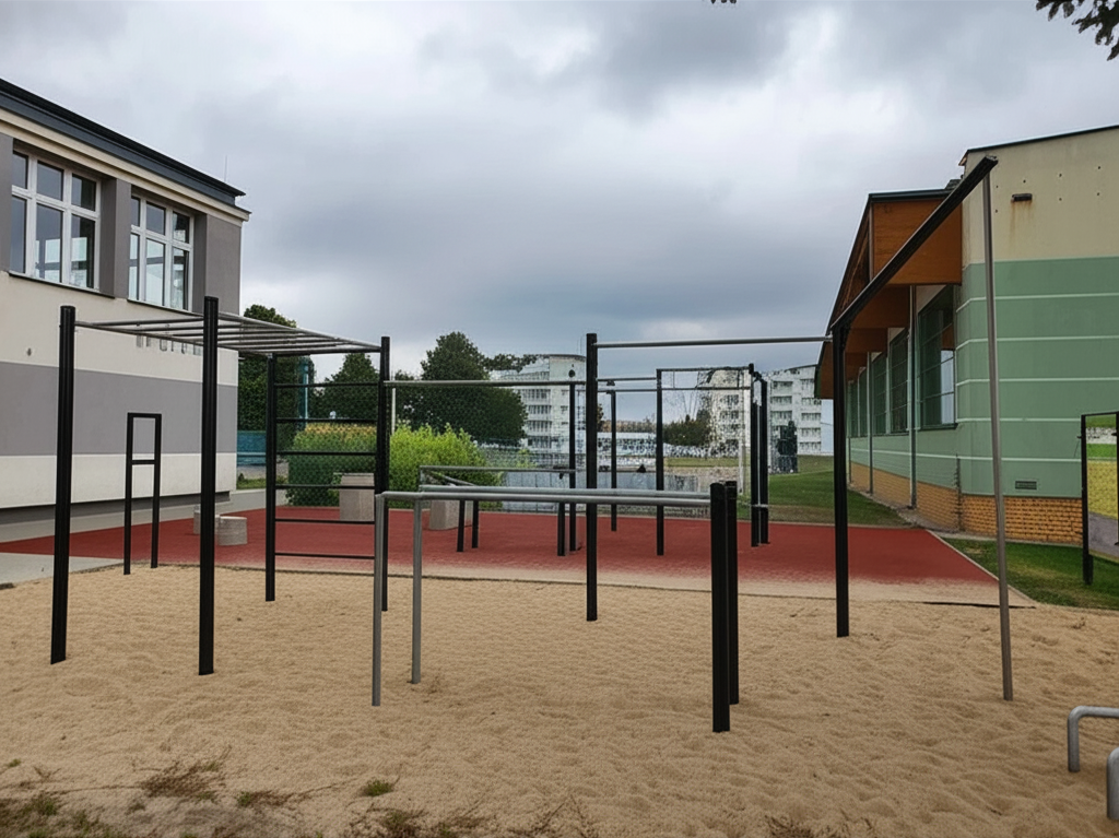 Calisthenics park in WORD - Oddział Terenowy- plac manewrowy, 38, Mikołaja Kopernika, Osiedle Młodych, Kopernika, Mława, powiat mławski, województwo mazowieckie, 06-500, Polska