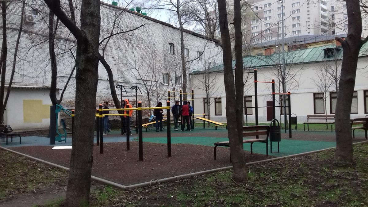 Calisthenics park in 7-7А-9/10 с 10, 5-й Монетчиковский переулок, район Замоскворечье, Москва, Центральный федеральный округ, 115054, Россия