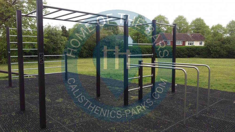 Calisthenics park in Rowlett Road, Corby Village, Corby, North Northamptonshire, England, NN17 2BS, United Kingdom