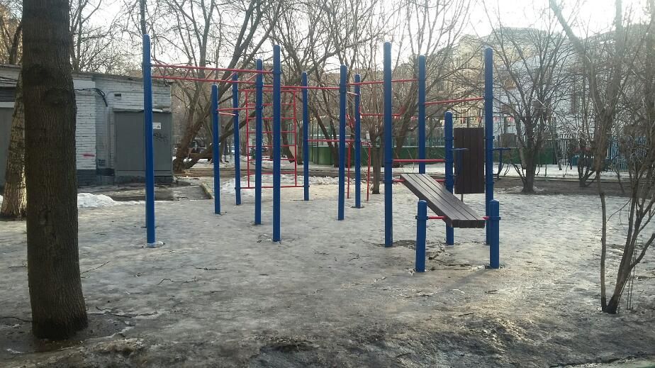 Calisthenics park in 14, улица Бурденко, Плющиха, район Хамовники, Москва, Центральный федеральный округ, 119121, Россия