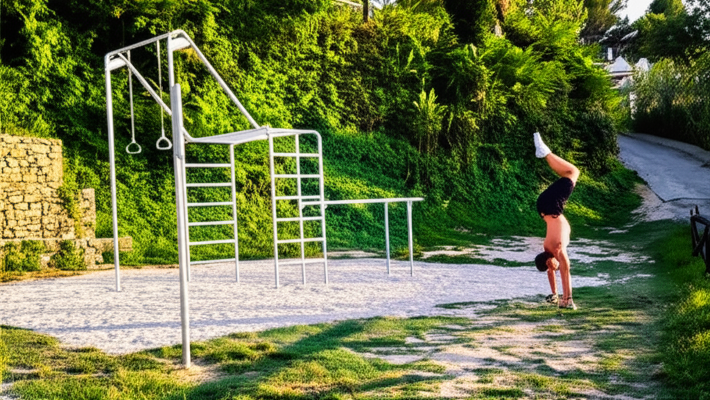 Calisthenics park in Piazza Valbruna, Gabicce Monte, Gabicce Mare, Pesaro e Urbino, Marche, 61011, Italia