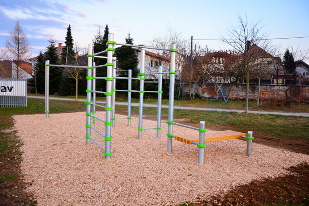 Calisthenics park in 14, Popovičeva ulica, Železničarska kolonija, Tabor, Maribor, 2000, Slovenija