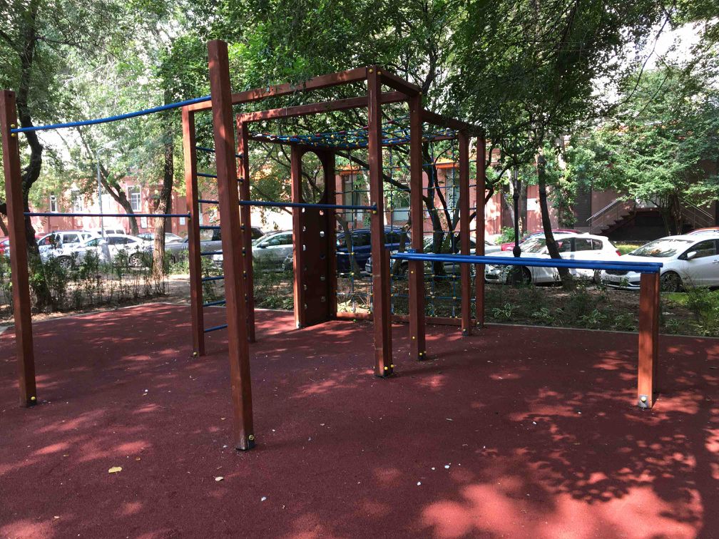Calisthenics park in 42, Фрунзенская набережная, район Хамовники, Москва, Центральный федеральный округ, 119146, Россия