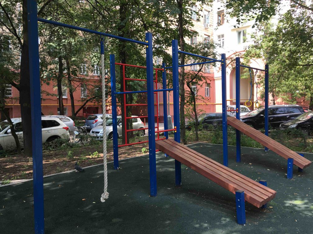 Calisthenics park in 42, Фрунзенская набережная, район Хамовники, Москва, Центральный федеральный округ, 119146, Россия