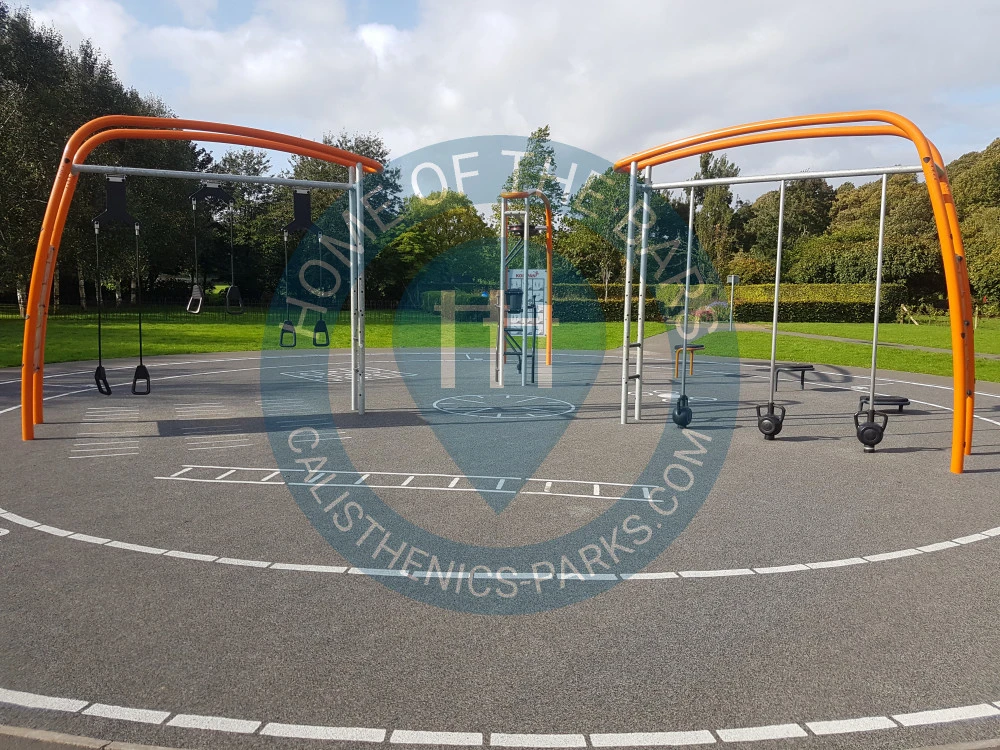 Calisthenics park in Mayor's Drive, Stanwix, Carlisle, Cumberland, England, CA3 9NS, United Kingdom