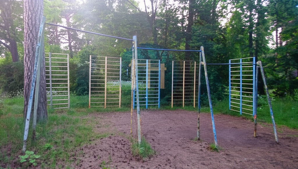 Calisthenics park in Rīgas 46. vidusskola, 28, Skuju iela, Ziemeļblāzma, Vecmīlgrāvis, Rīga, Vidzeme, LV-1015, Latvija