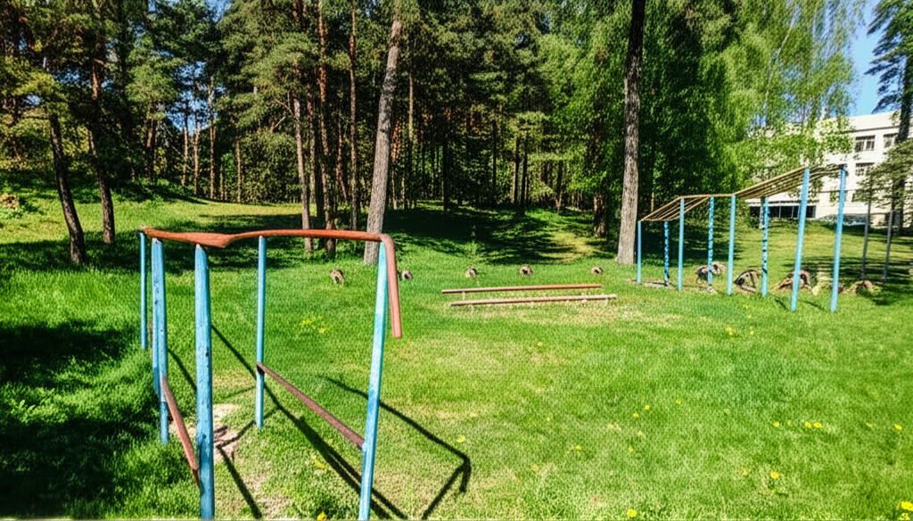 Calisthenics park in Rīgas 46. vidusskola, 28, Skuju iela, Ziemeļblāzma, Vecmīlgrāvis, Rīga, Vidzeme, LV-1015, Latvija